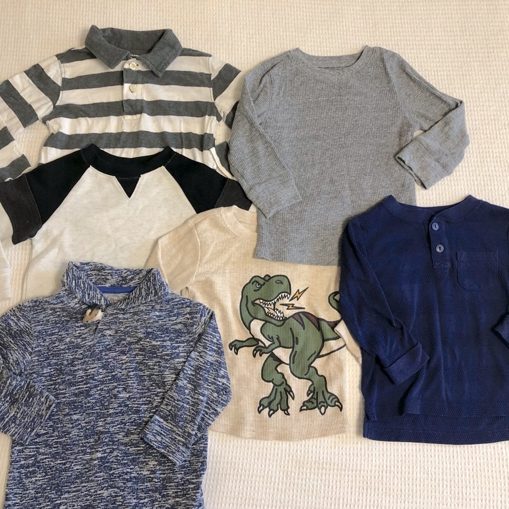Lot of 6 long sleeve/warm shirts - 18M-2T - various brands